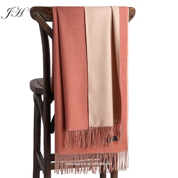Ladies Fashion Knitted Warm Long Thick Stole Shawl wraps Plain Wool Two Colors Cashmere Pashmina Double Side Winter Scarf