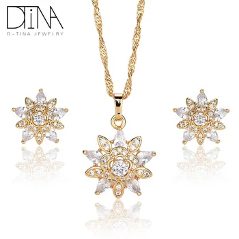 DTINA Indian Bridal Set Necklace Earrings Set Diamond Jewellery For Ladies