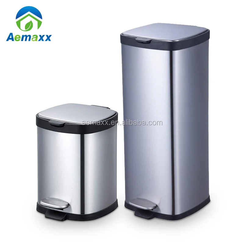 Square Stainless Steel Waste Bin Kitchen Metal Step Trash Can Pedal Bin Buy Kitchen Trash Can Stainless Steel Waste Bin Waste Bin 15 Liter Square Stainless Steel Waste Bin Painted Metal Trash