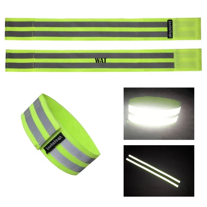High Brightness Neon Yellow White Elastic Armband for Safety