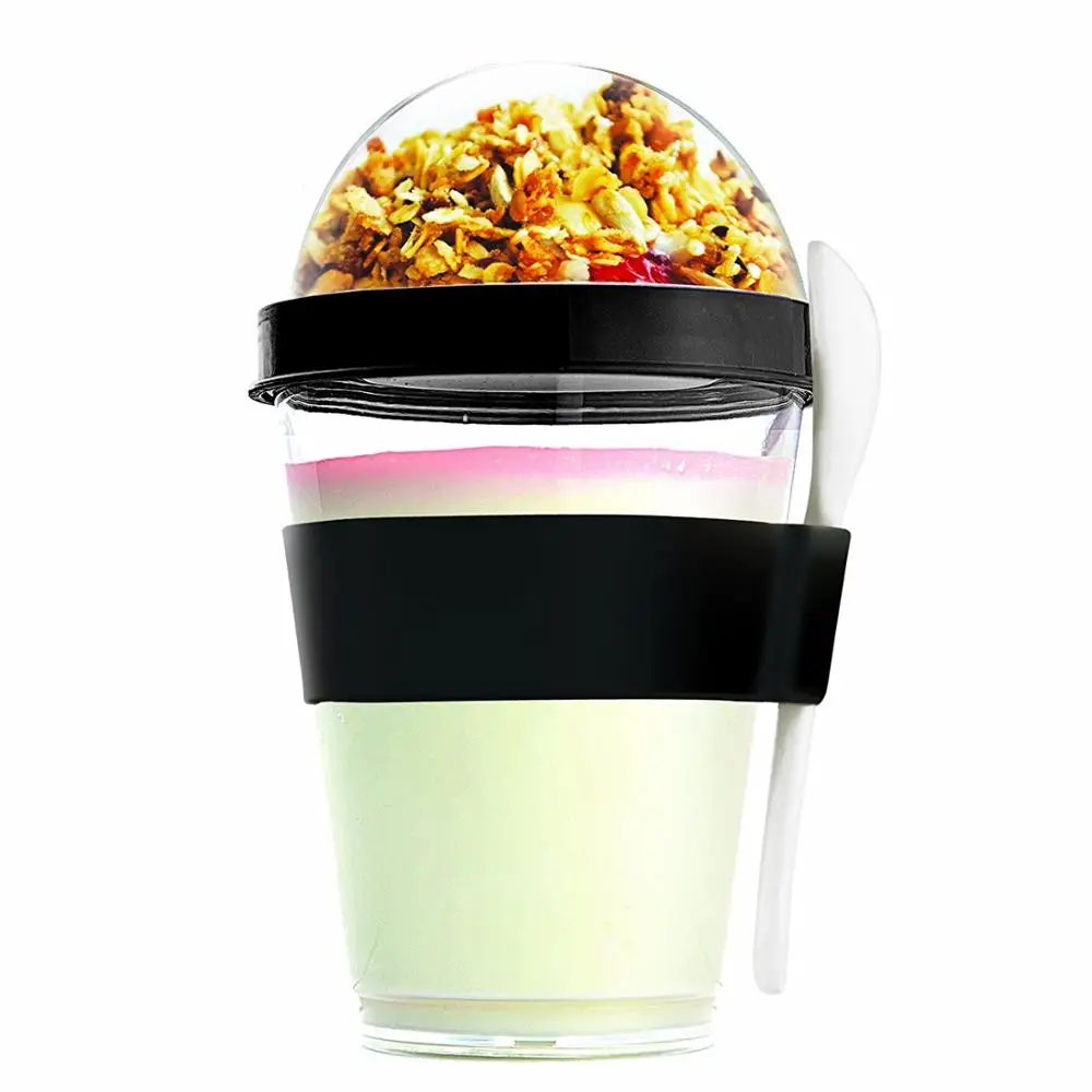 Tazza di cereali allo Yogurt portatile con porta condimenti per insalata contenitori a due vie a doppio collo prendere le tazze Shaker per insalata con forchetta