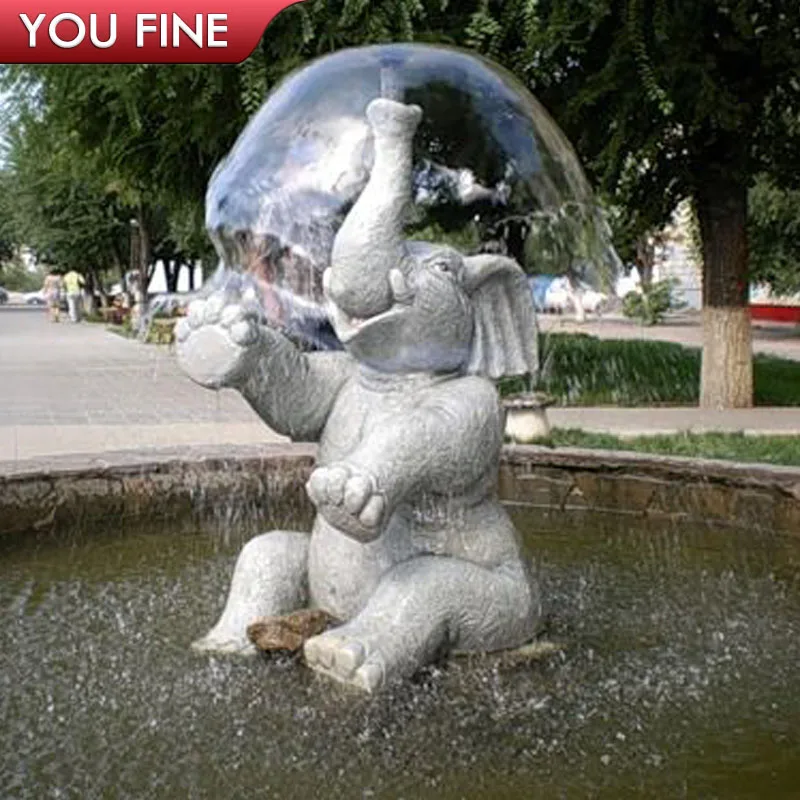 YOUFINE Carved White Marble Elephant Statue Entrance Decor for Garden Villa Commercial Building