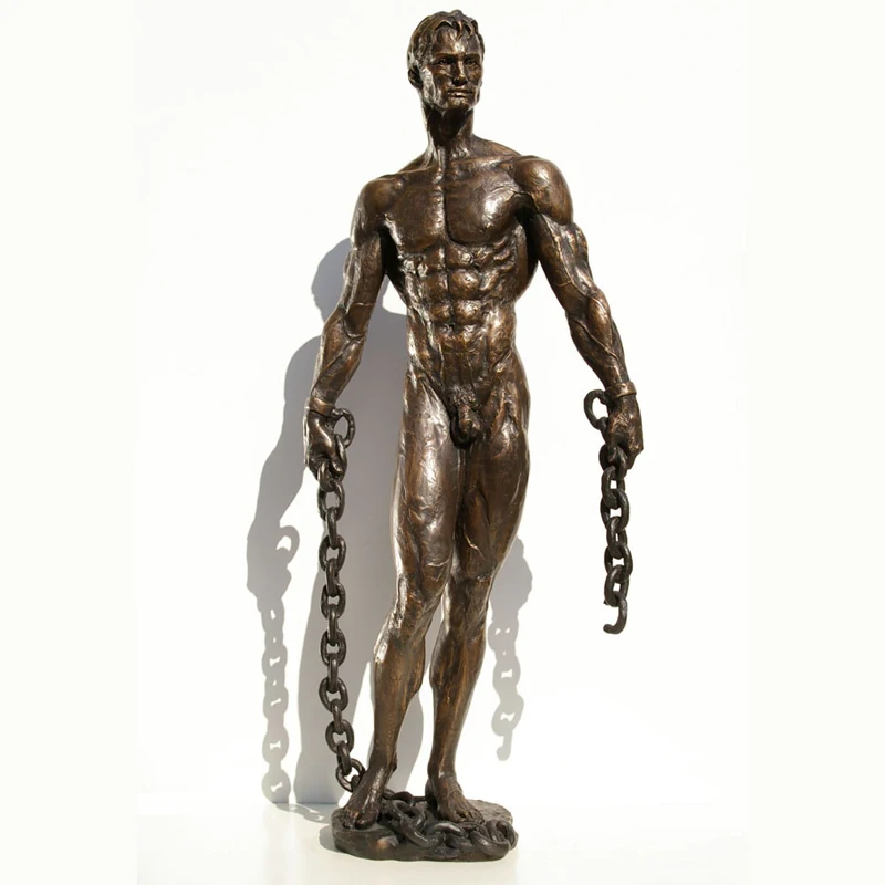 カスタム等身大ブロンズヌード男性像金属男性フィギュア彫刻家の装飾