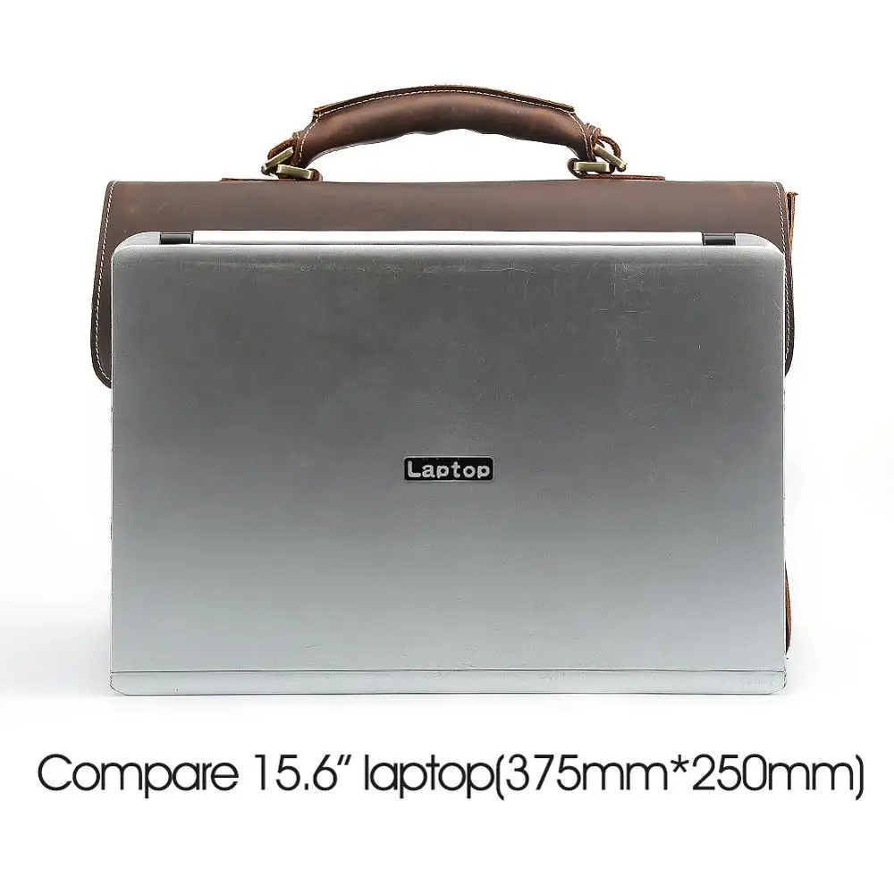 TIDING Custom Classical Vintage Crazy Horse Leather Mens Business Briefcase Combination Key Lock