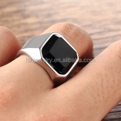 Fashion Agate Finger Jewelry Designs Single Stainless Steel Gold Plated Ring for Men