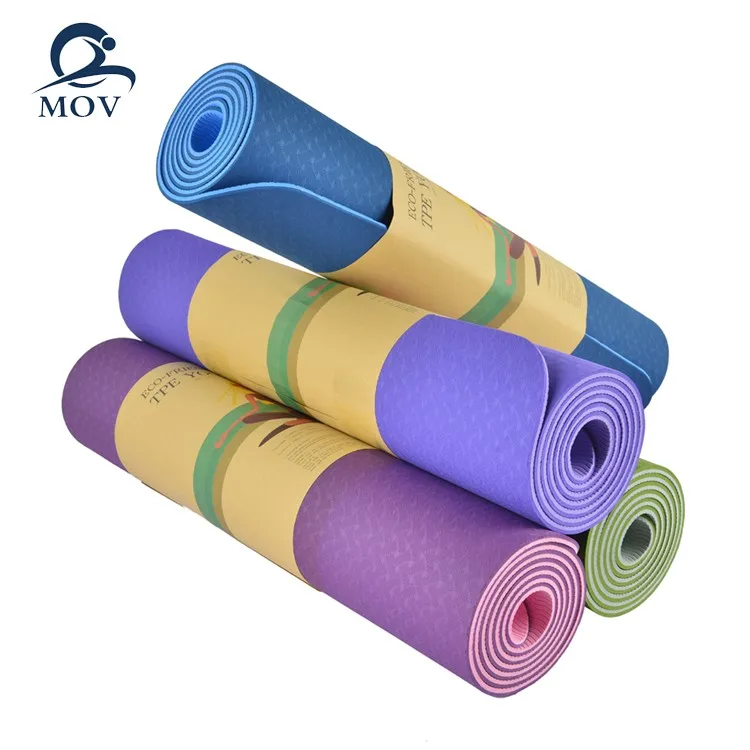 6MM Double Layers TPE Custom Print Logo Label  Waterproof  Anti Slip TPE Eco Yoga Mat