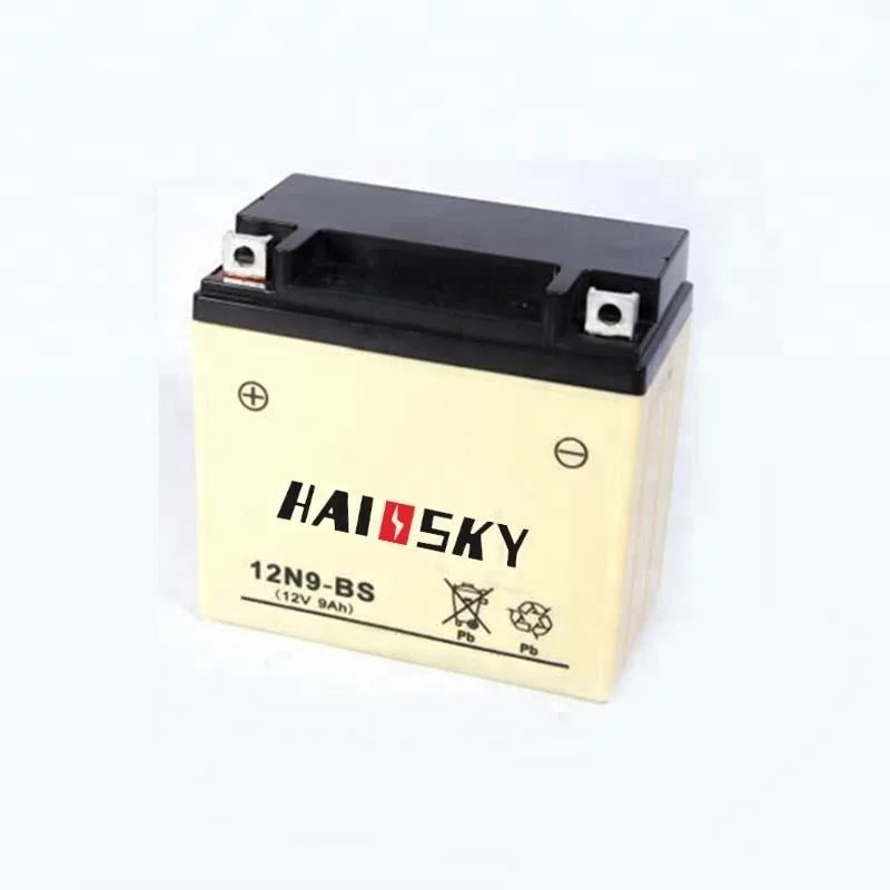 Haissky 12N9-BS wet charged mf battery 12v 9ah motorcycle battery for HONDA CG125