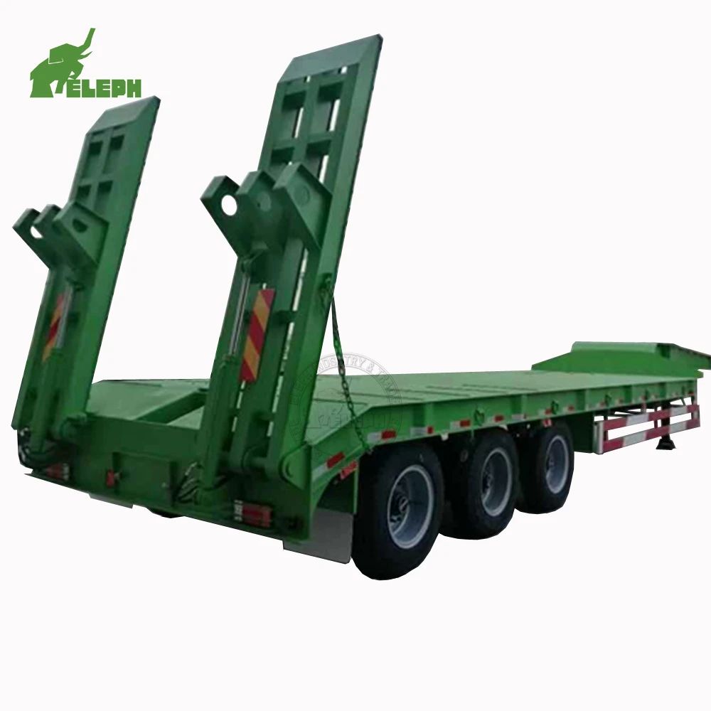 heavy duty truck howo 30 ton low flatbed semi trailer low bed