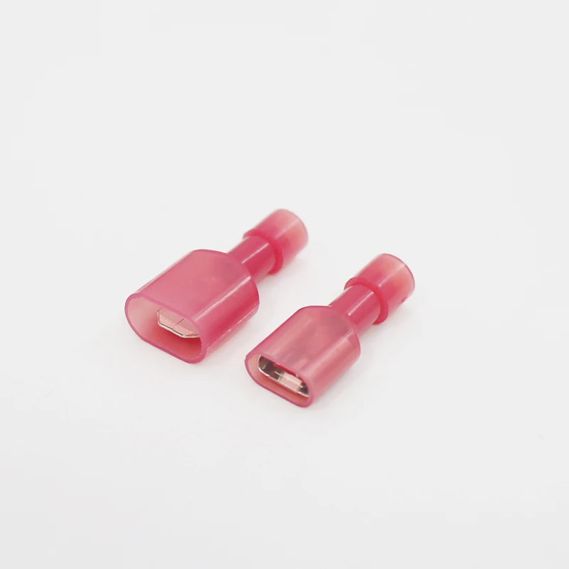 50 x Red 6.3mm Nylon Insulated Female Crimp Terminal Connectors 