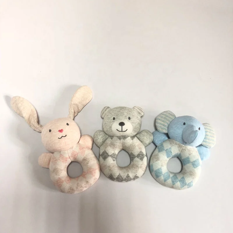 Eco-friendly Чистый хлопок детей текстурированная игрушка-погремушка Кролик Погремушки игрушки