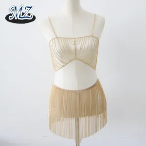 Ladies Handmade Metal Body Chain Jewelry Set Sexy Dress and Top for Wedding Party Engagement for Gift