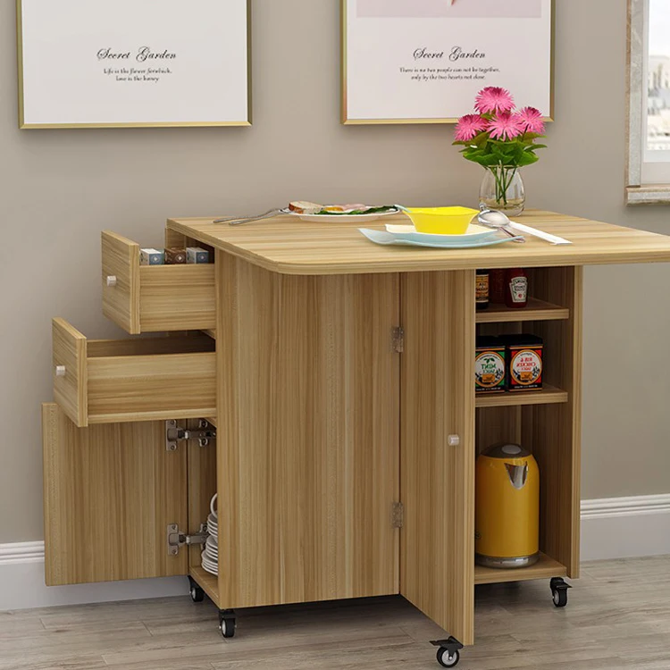 Rectangular Mobile Kitchen Locker Simple Dining Table Chair Combination Simple Modern Small Apartment Telescopic Folding Table