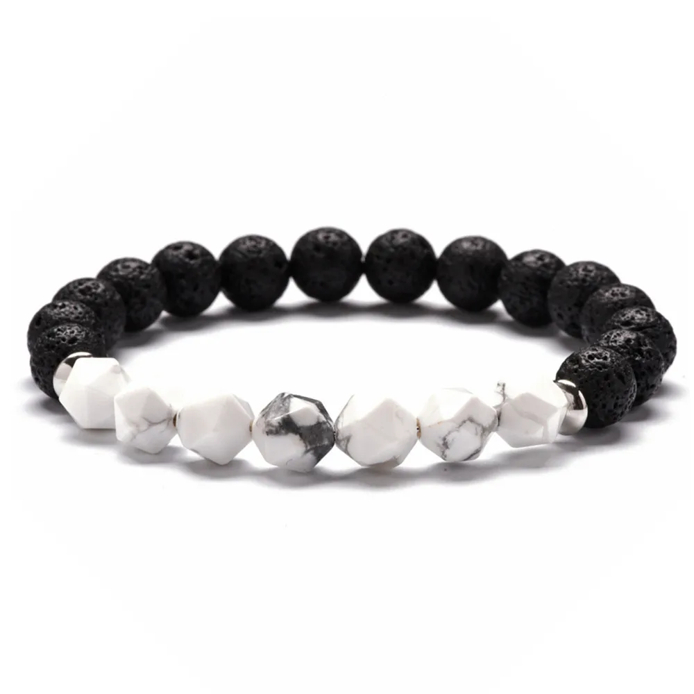 white howlite lava stone bracelet