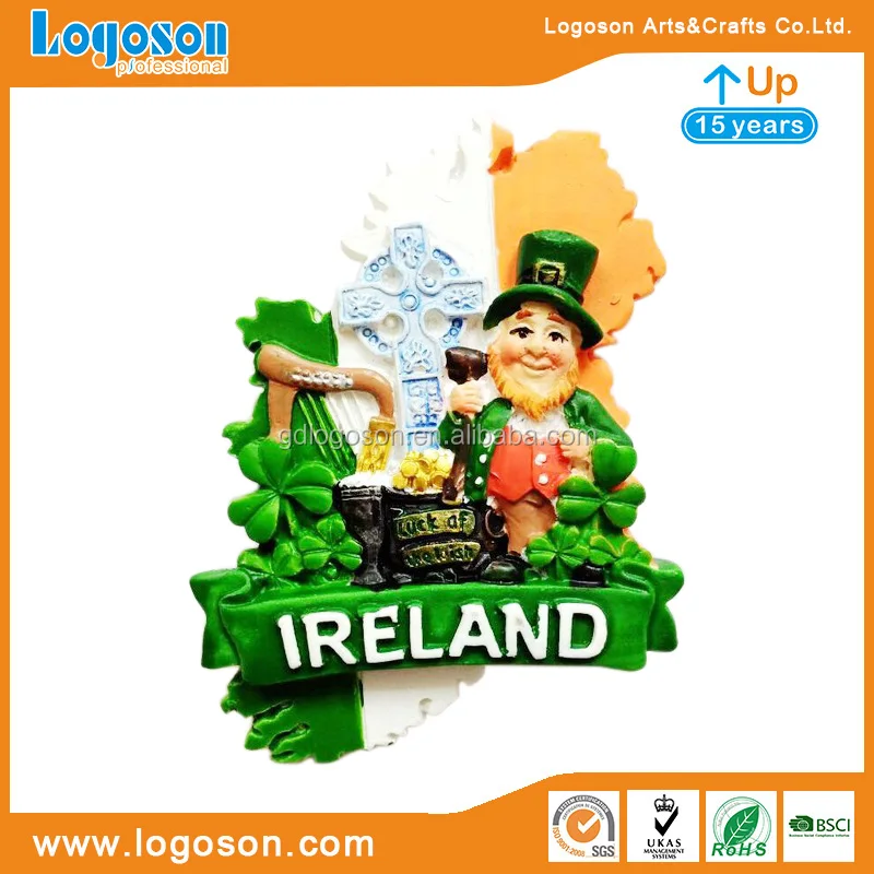 Souvenir Magnet Irland Gnom Leprechaun 8x8 Cm – Kühlschrankmagnet Acryl Deko