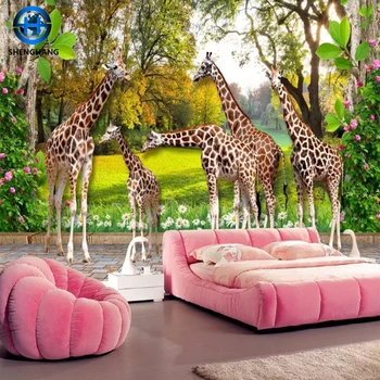 XLMING 3D Wallpaper Animal World Wallpaper Giraffe Wallpaper Home And Bedroom Living Room Kids Room 3D Wallpaper Paste Living Room The Wall For Bedroom Mural Border-350cm×256cm