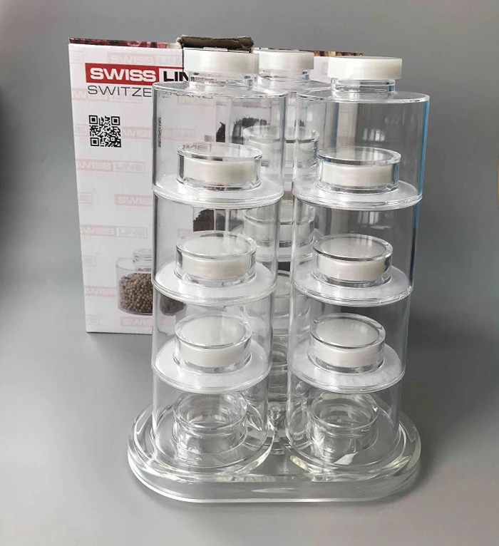 Food Grade Acrylic Stackable and Rotatable Multi-layer Spice Jar