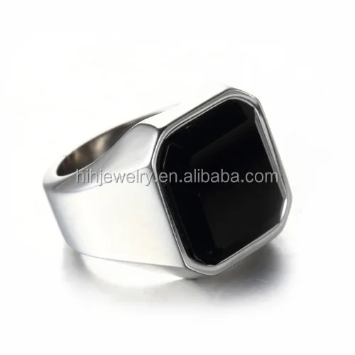 Fashion Agate Finger Jewelry Designs Single Stainless Steel Gold Plated Ring for Men