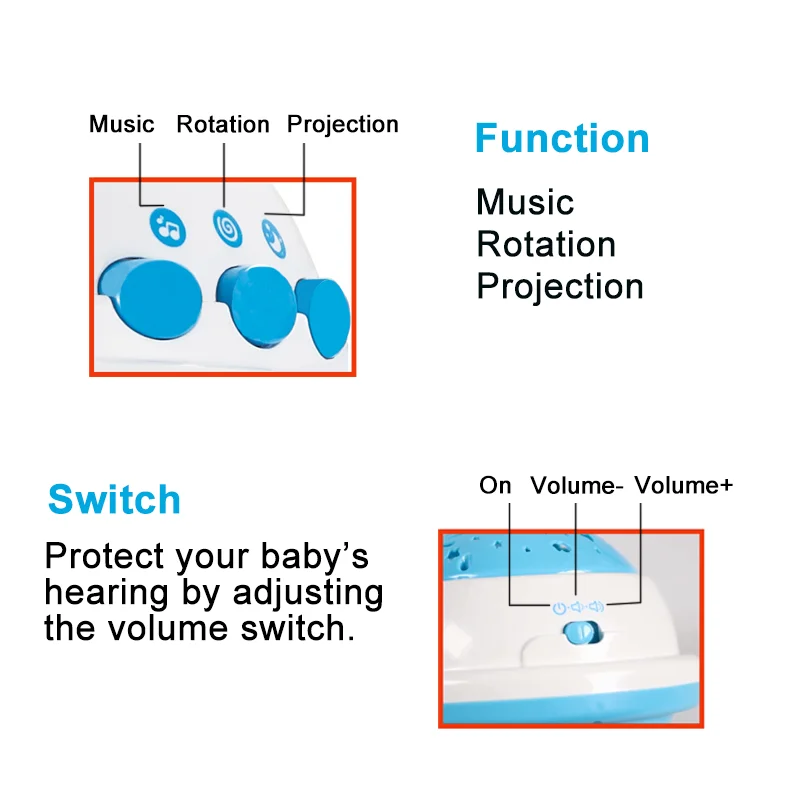 Высококачественный электрический проекционный милый детский музыкальный колокольчик