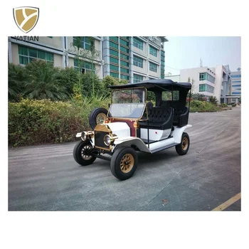 優雅なデザインのクラシックカー5席オープンタイプゴルフカート屋根