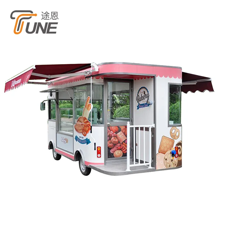 Электрическая тележка для мороженого, мобильный грузовик, тележка для уличной еды из нержавеющей стали с электроприводом