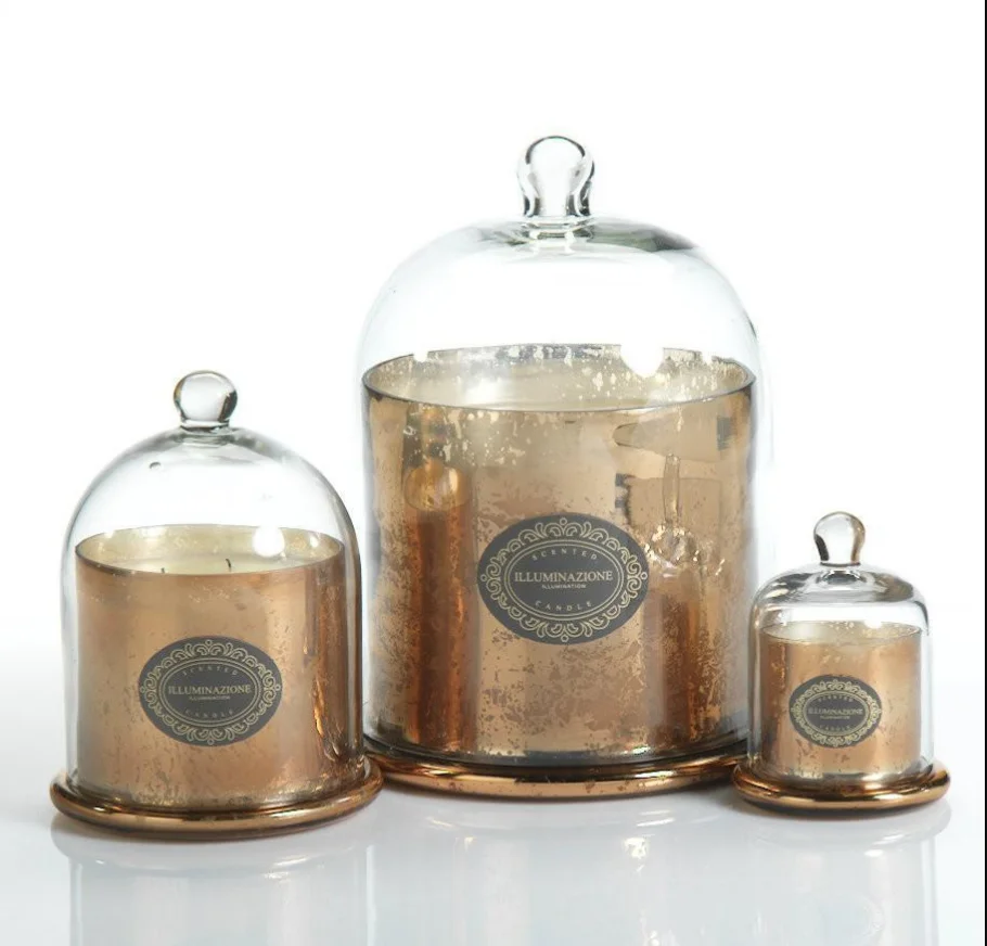 Luxury Copper Color Glass Candle Vessel Holder Custom Logo Empty