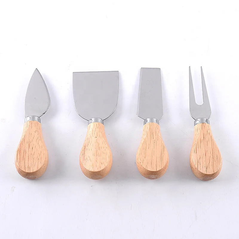 Cheese Mezzaluna Cutting Board and 4 Piece Round Wood Cheese Board Set