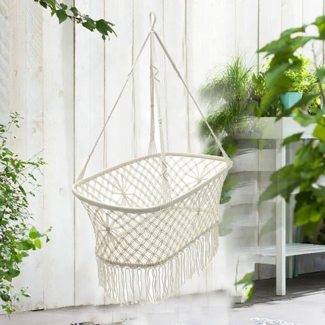 Макраме ручной работы детский гамак-качели для использования в помещении и на улице