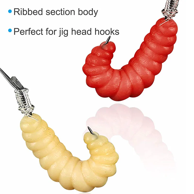Wachs-Wrmer Knstliche Bienen-Motten-Larven Wiggler Leuchtende Maden Grub  fr Angeln