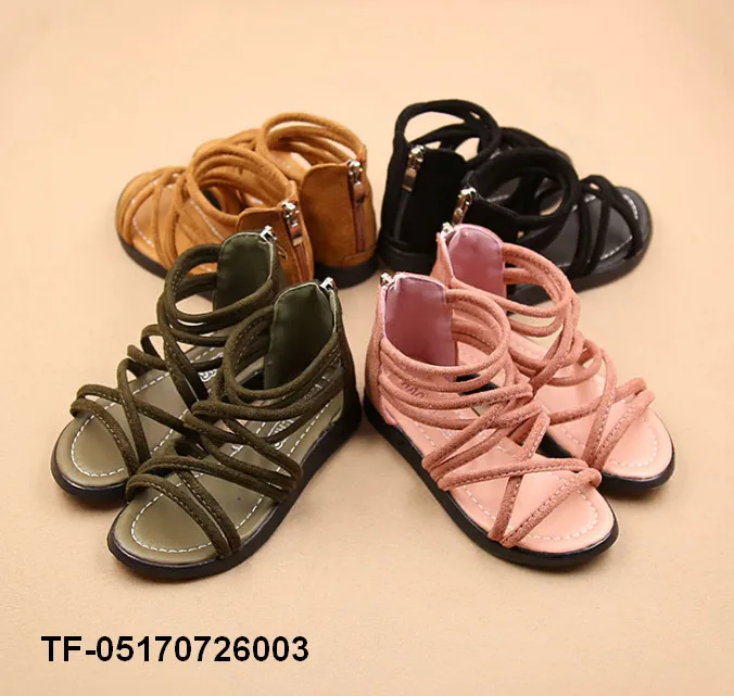 
 Сандалии-гладиаторы для девочек, повседневная обувь в римском стиле на молнии  