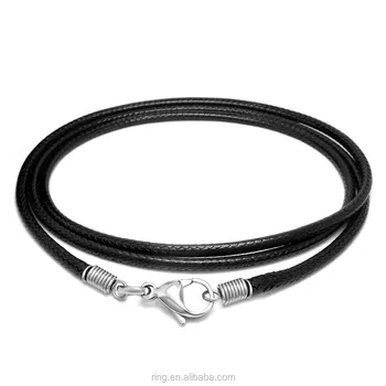 Simple Black Braided Flax Wax Rope Cord Necklace Mens Chain Necklace Fashion