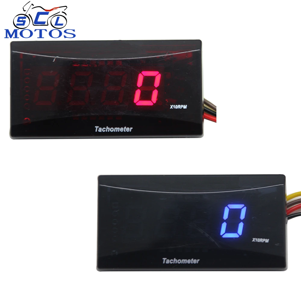 Universal Square LCD Motorcycle Tachometer Blue Digital Display RPM Meter Gauge