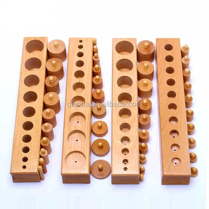 Montessori Cylinders Educational Toys Kids Children Early Teaching Gift Wooden 