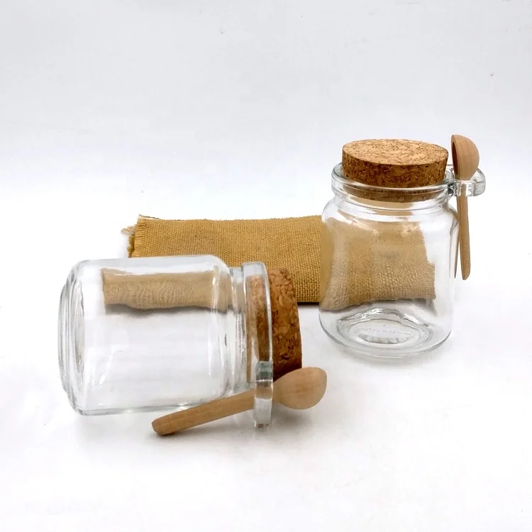 8.5 oz Glass Jar With Cork And Spoon