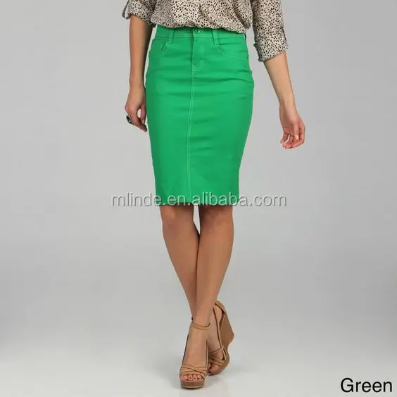 modest colored denim skirts