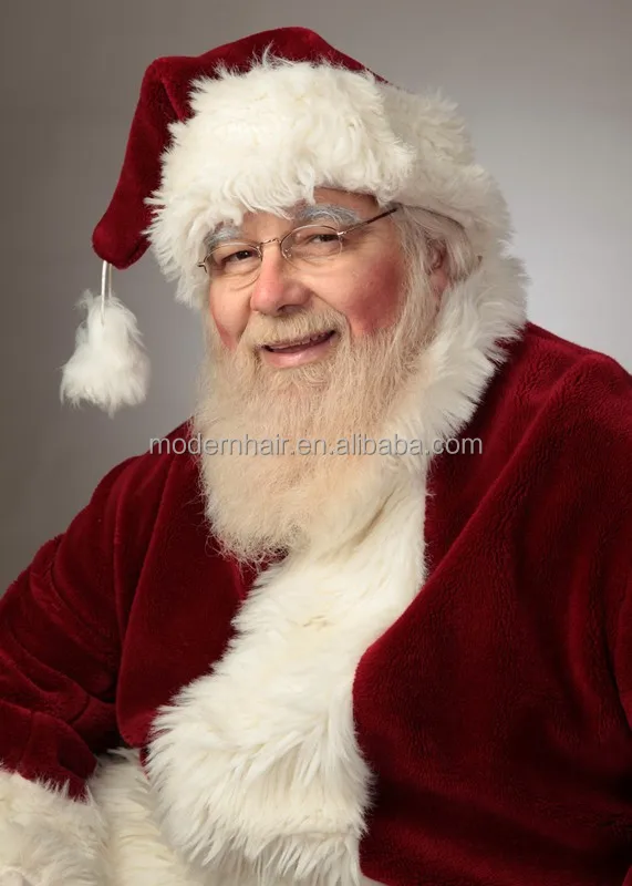 Glasses Deluxe Santa Beard and Wig Set Eyebrow and Wig Cap for Christamas Costumes Party Cosplay WIG306 Santa Claus Wig with 11'' White Wavy Beard 