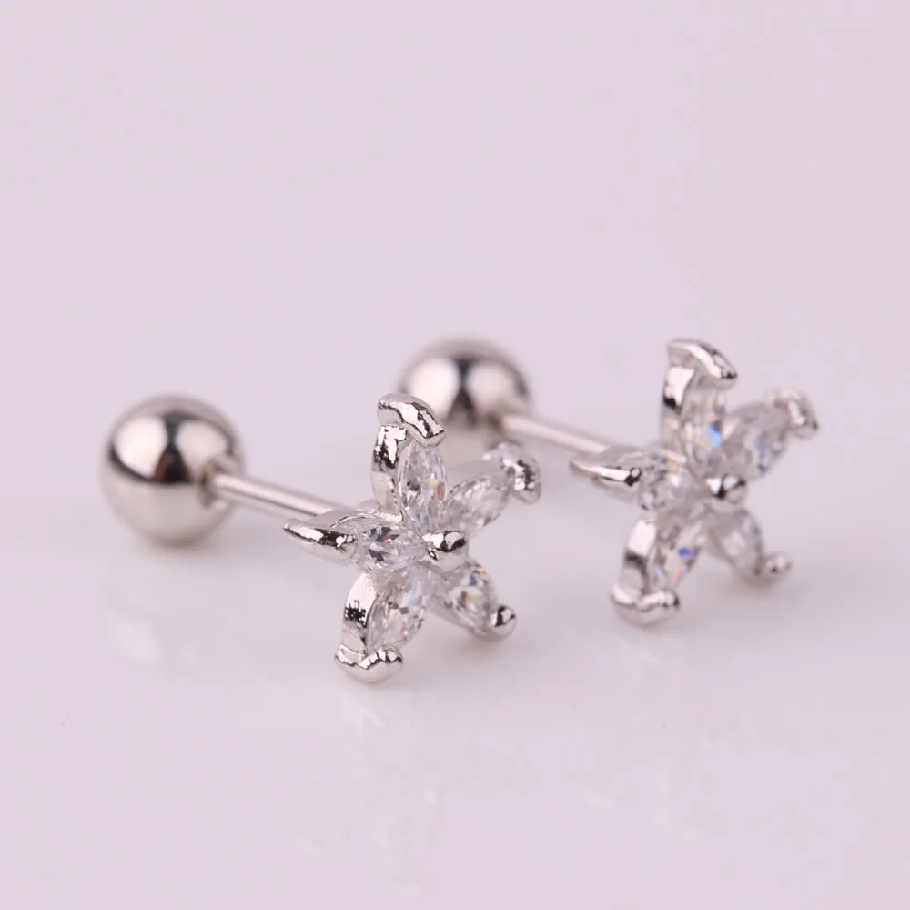 Fast Dispatch Flower CZ Cheap Helix Cartilage Earrings Studs
