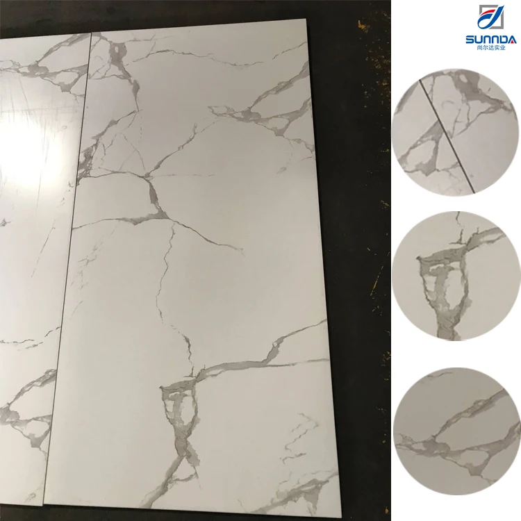Wholesale Italian Price White Marble Carrara Look 24x48 Floor and Wall Polished Rectified Porcelain Floor and Wall Tiles