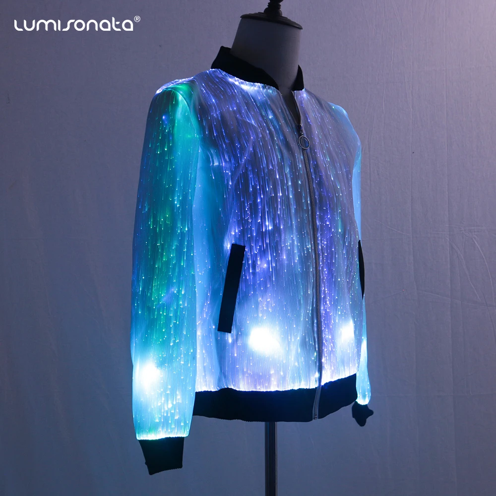 Glow in The Dark Luminous Fiber Optic Clothes - China Down Jacket Coat and  Dance Costume price