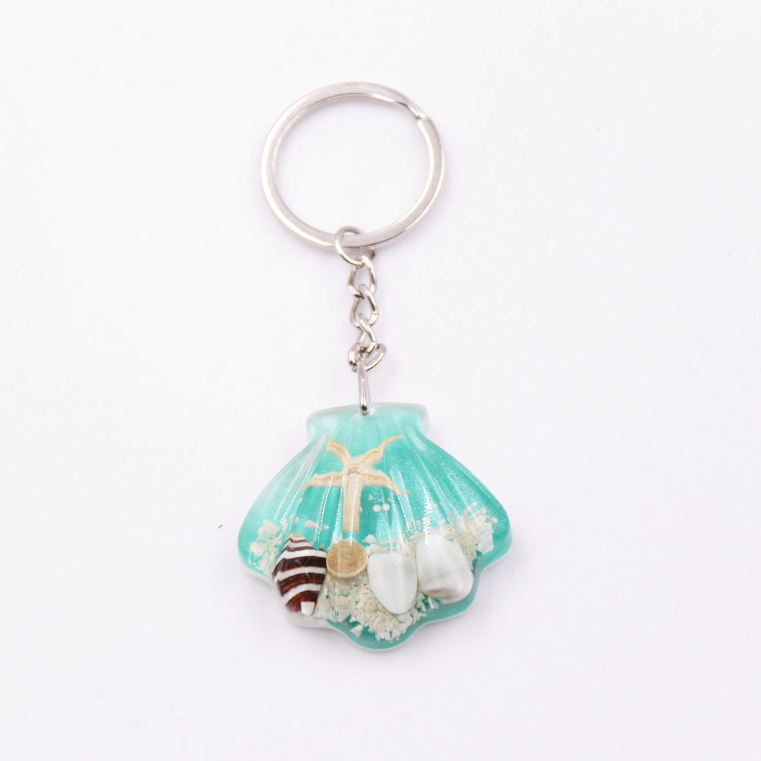 Custom Ocean Series Acrylic Keychains with Real Starfish - Scallop