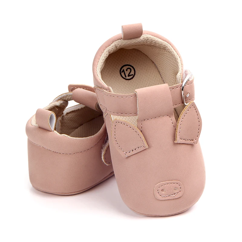 Cute Pig Design Hook&loop First Walking Baby Shoes Baby Moccasins
