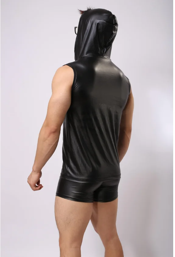 High Quality Men's Leather Underwear Jumpsuit