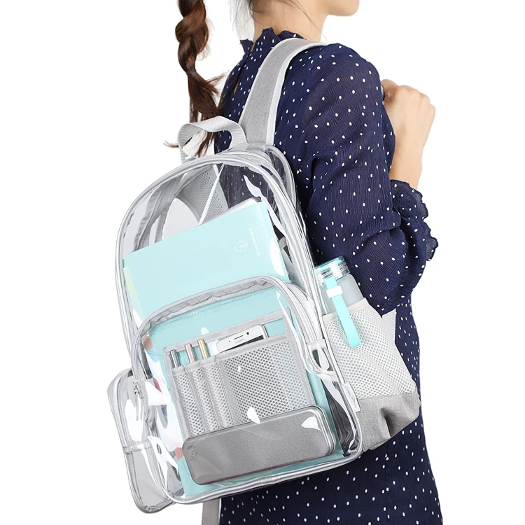 Stitch  Large Capacity Transparent PVC Book School Bags See Through Clear Plastic Backpack Heavy Duty