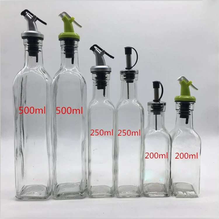 Daily 150 250 500ml Square Glass Olive Oil Bottle Vinegar Sauce Bottle ...