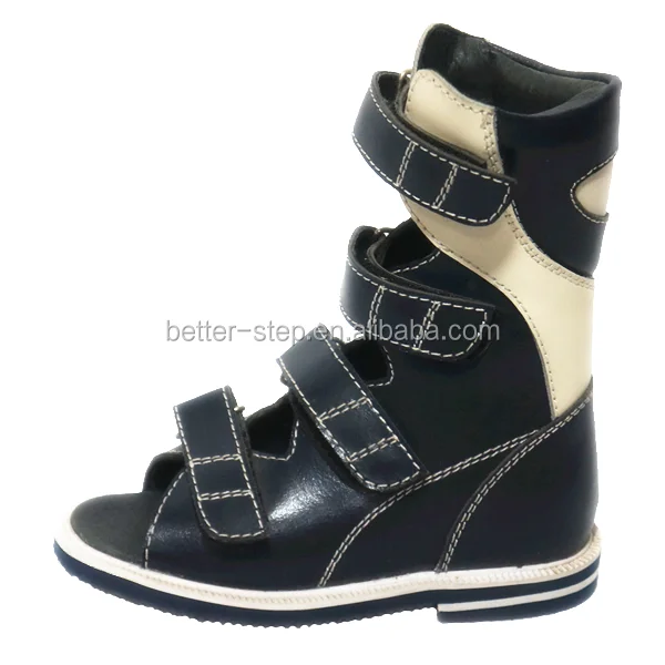 4/4 Height Leather Children Orthopedic Sandals for Tiptoe and Weak Ankle  Support Made in China Medical Shoes Factory