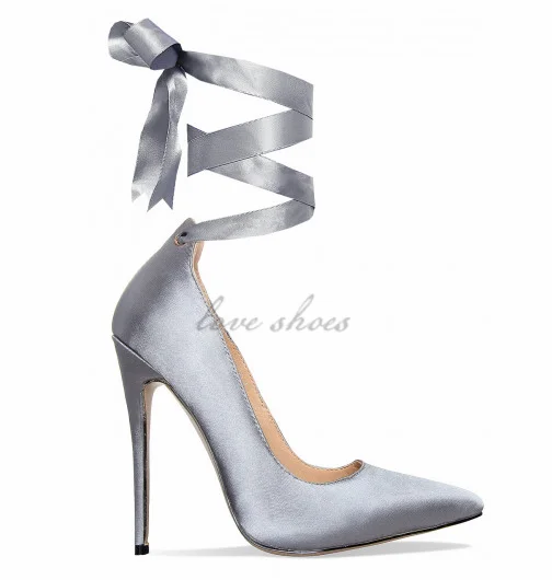gray satin heels