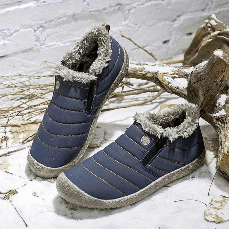 
Мужские и женские зимние ботинки на меху, зимняя Уличная обувь без шнуровки, ботильоны 