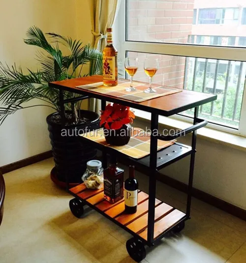 
Промышленный кофейный столик, металлическая тележка из сосновой древесины, мебель в деревенском стиле для гостиной, тележка 