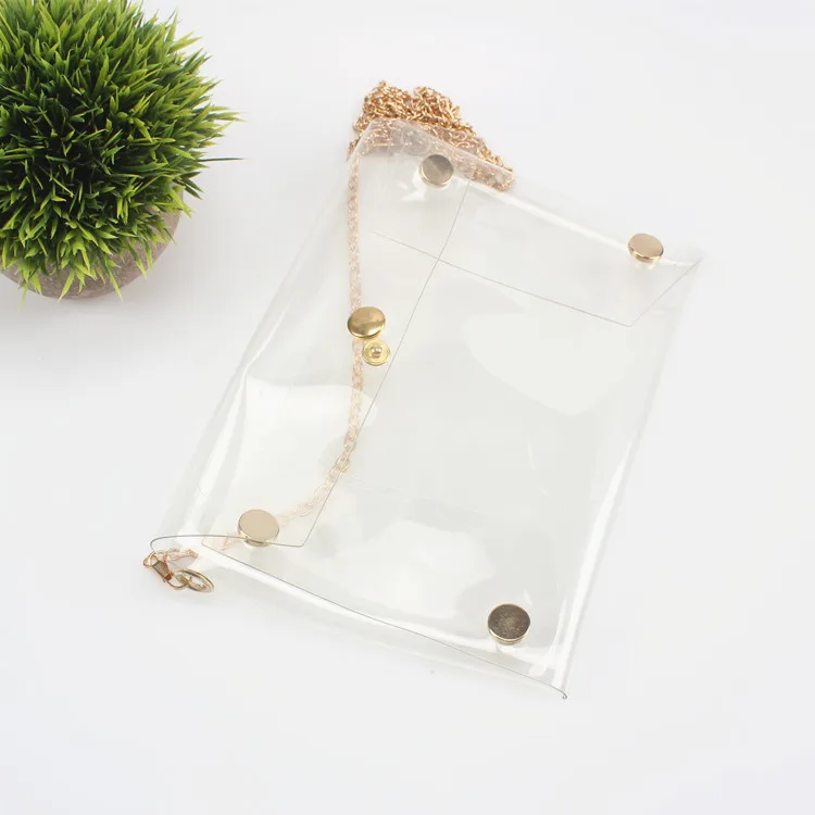 Source Clear PVC Vinyl Plastic Transparent envelope Clutch Beach