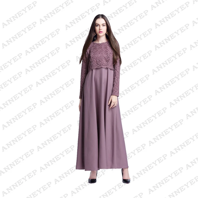 Поддельные из двух частей кружева мусульманской конструкции Абая Макси платье