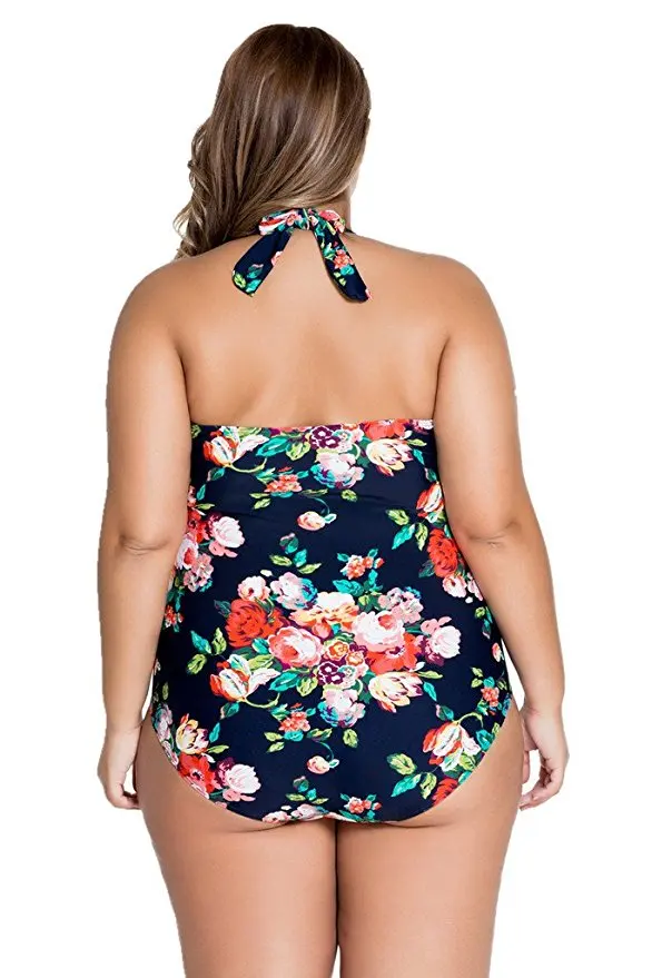 Оптовая продажа Индивидуальный Женский винтажный слитный купальник KY в стиле ретро монокини с цветочным принтом для полных